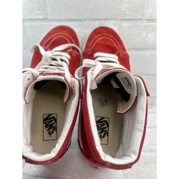 VANS SK8-HI Top Suede Skate Athletic Shoes Racing Red / True White Men's Size 9. - Picture 5 of 9